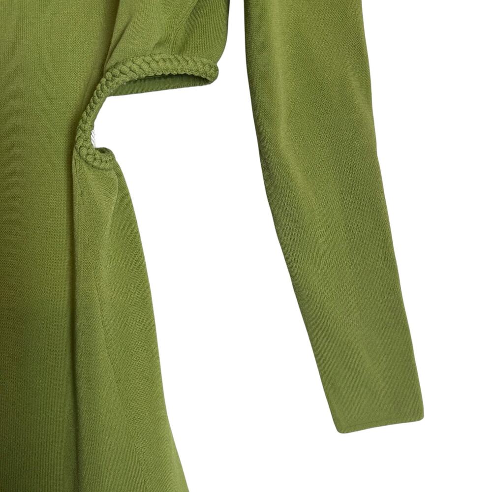Aje Amelie Spring Green Cut Out Long Sleeve Knit Mock Neck Midi Dress Sz Medium - Picture 9 of 13